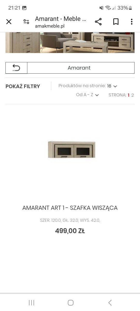 Szafka wisząca 42 x 120 x 32 cm