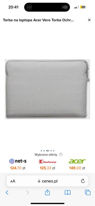 Nowe Etui Acer Vero Torba Ochronna Szare