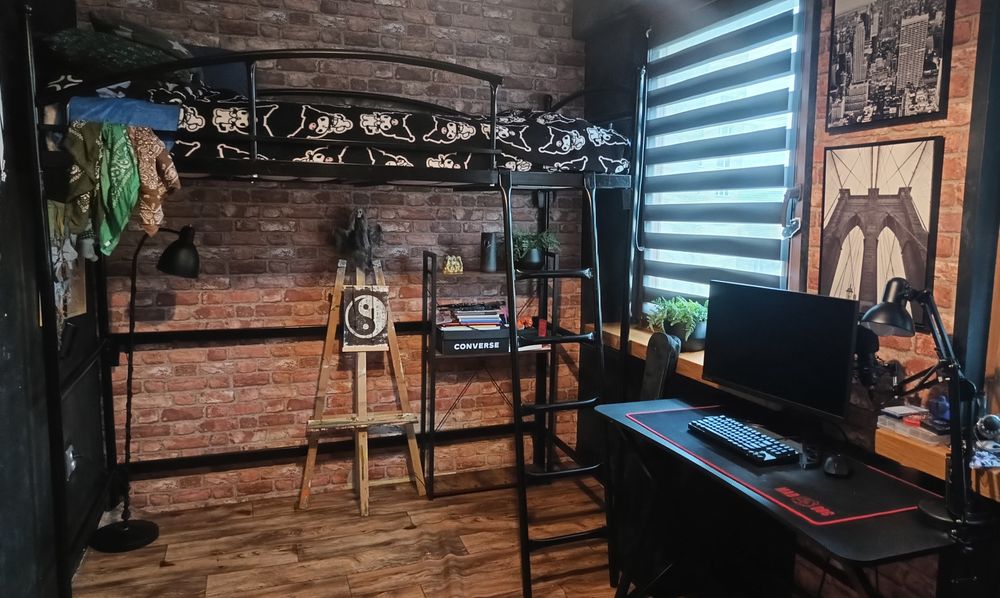 Łóżko piętrowe metalowe   + materac antresola
