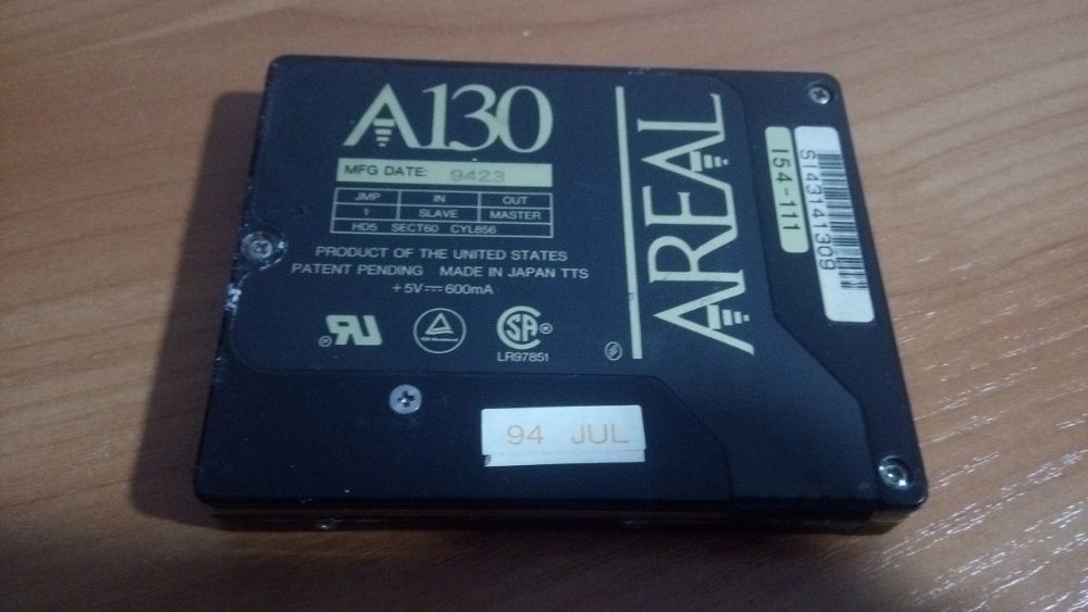 Раритет! Винчестер 2.5" IDE - Areal A130 (130 megabyte), РАБОЧИЙ!