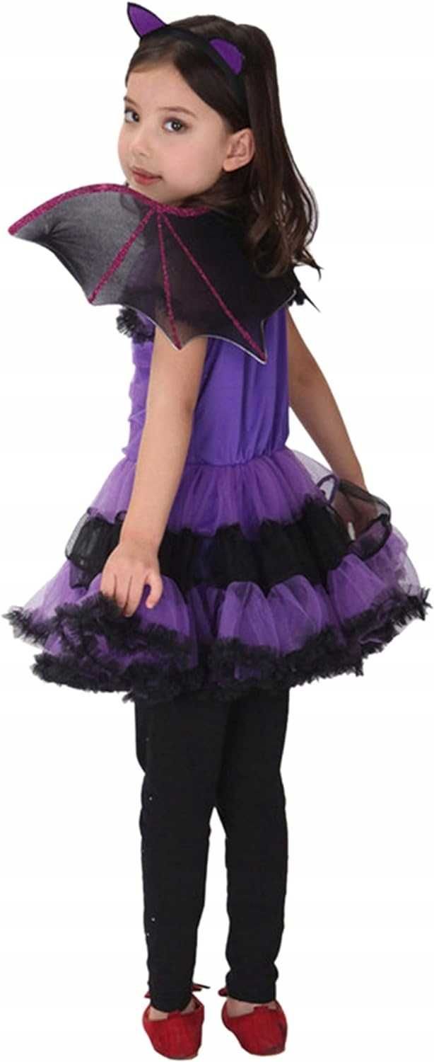 Kostium fioletowego nietoperza dla dziewczynki 3-4 lata Halloween