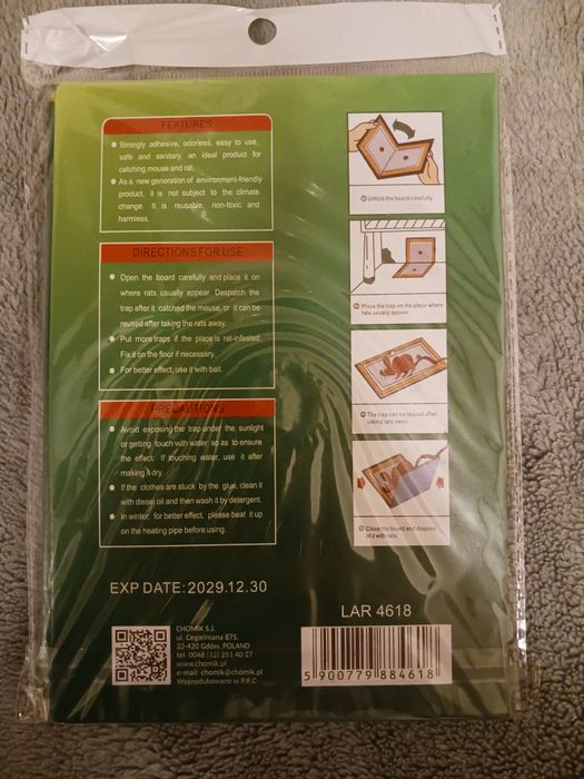 Pułapka na myszy szczury muszolapka silny klej mocny lapka Lep