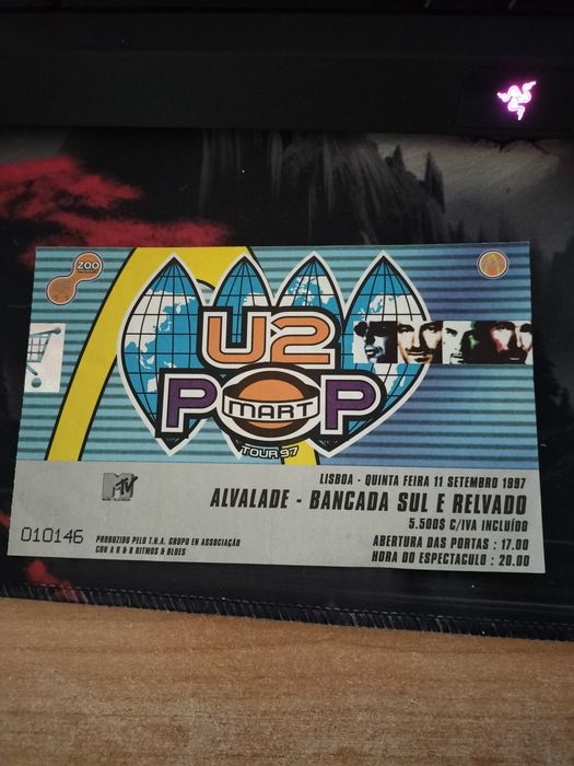 Bilhete Original U2 – PopMart Tour 1997 (Lisboa, Estádio Alvalade)