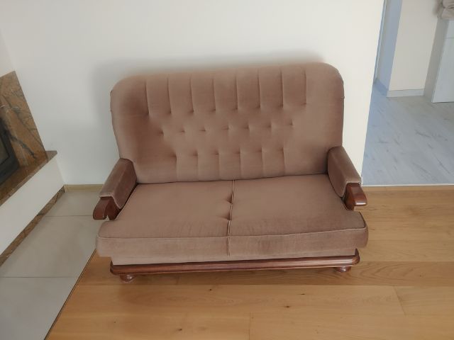 Kanapa +2 fotele w kolorze brązu