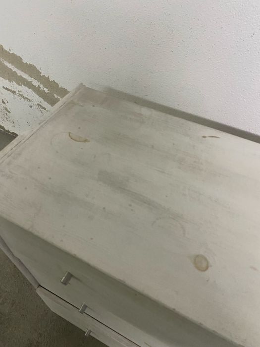 Cómoda c/3 gavetas, pinho, pintada de branco rústico, 60x59 cm