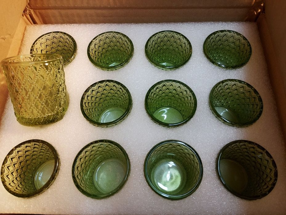 Zestaw 12szt. Szklanka Szkło Szmaragdowe PRL Zieleń