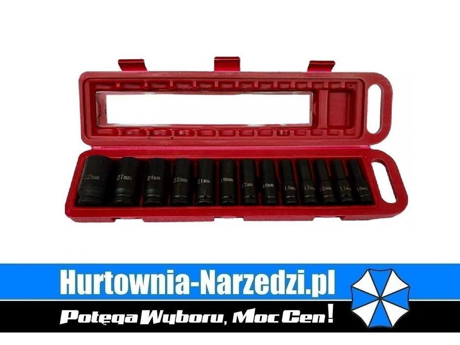 Nasadki udarowe 6-kątne Długie 78mm 1/2", 10 - 32mm 13-sztuk