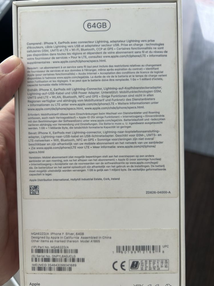 iPhone X 64 Gb silver neverlock