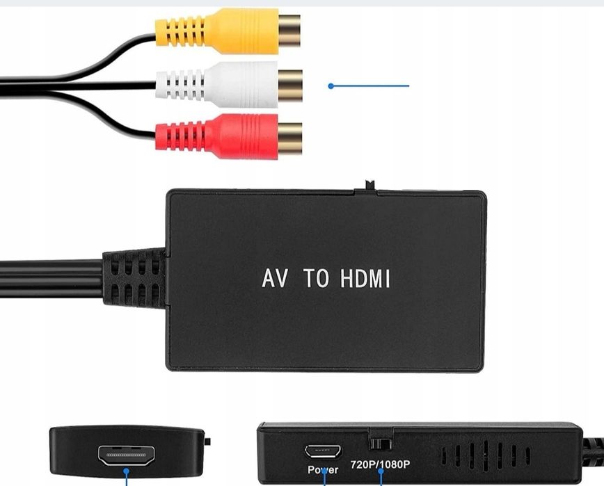Konwerter RCA DO HDMI Adapter AV CINCH CVBS 1080