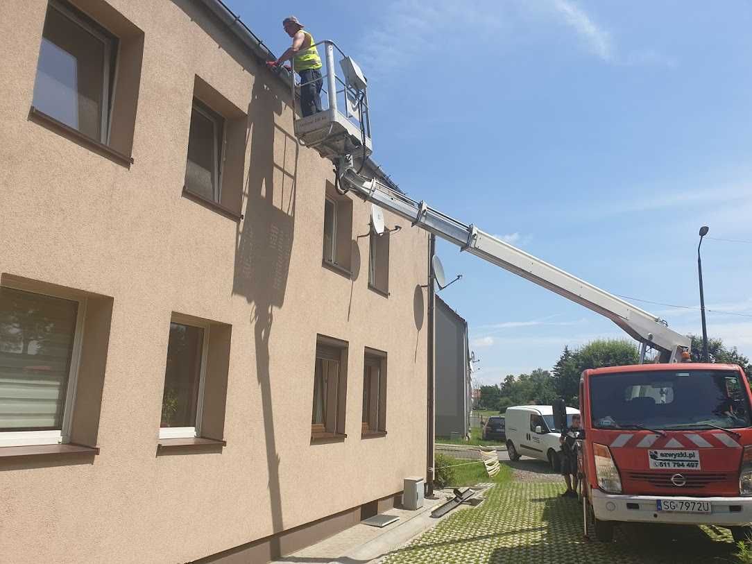 Zwyżka Tarnowskie Góry podnośnik koszowy wynajem maszyn 26m 28m 30m