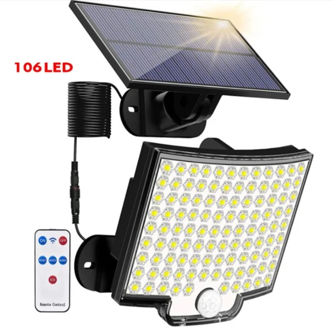 Luz Solar Exterior 106 LED Luz De Segurança Com Controlo Remoto