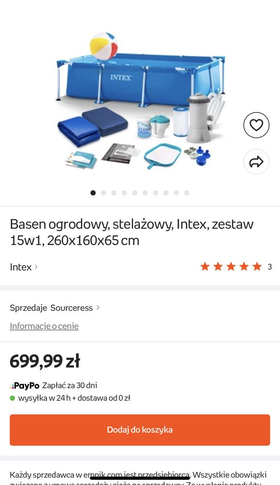 Basen Intex 2,5 x 1,6x 65 cm używany