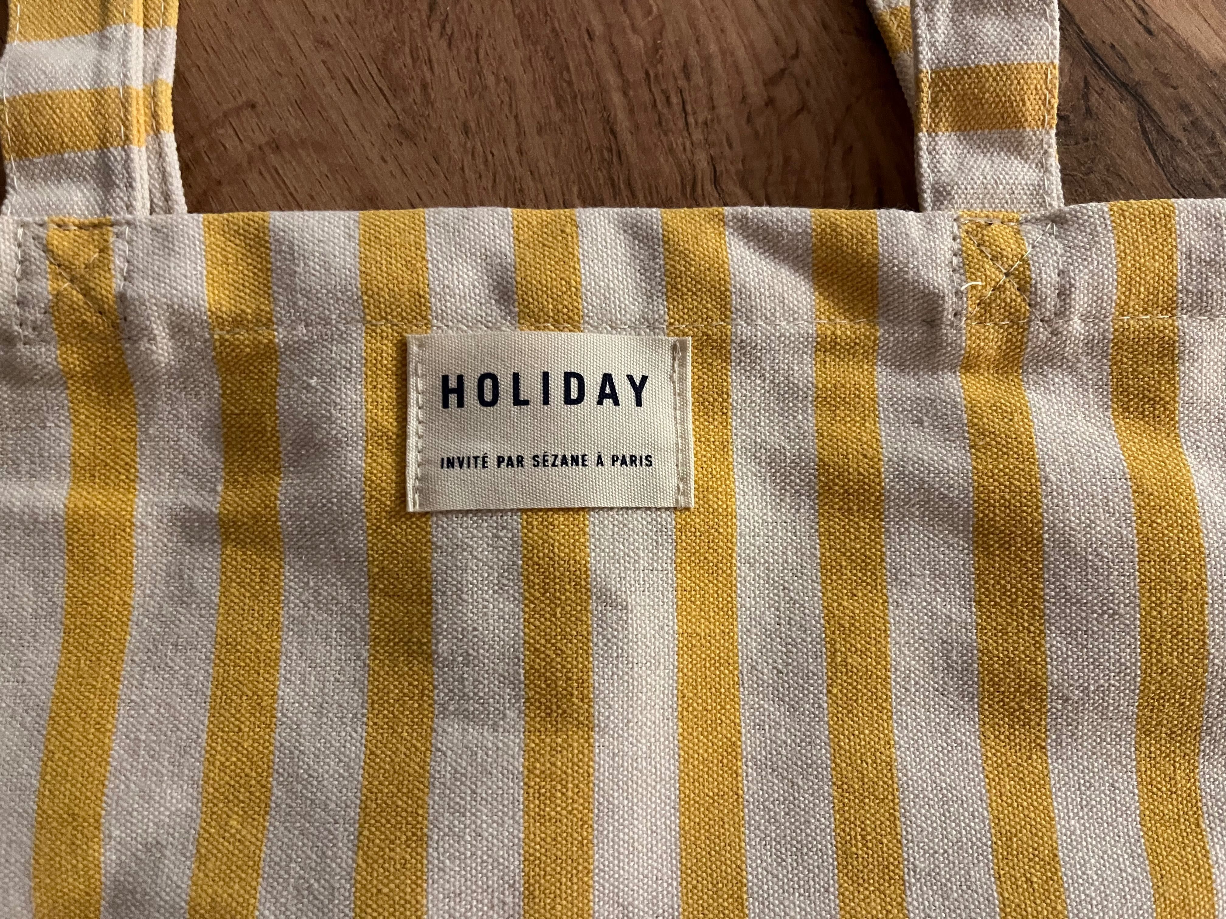 Torba shopper Sezane w paski żółto - biała. Nowa
