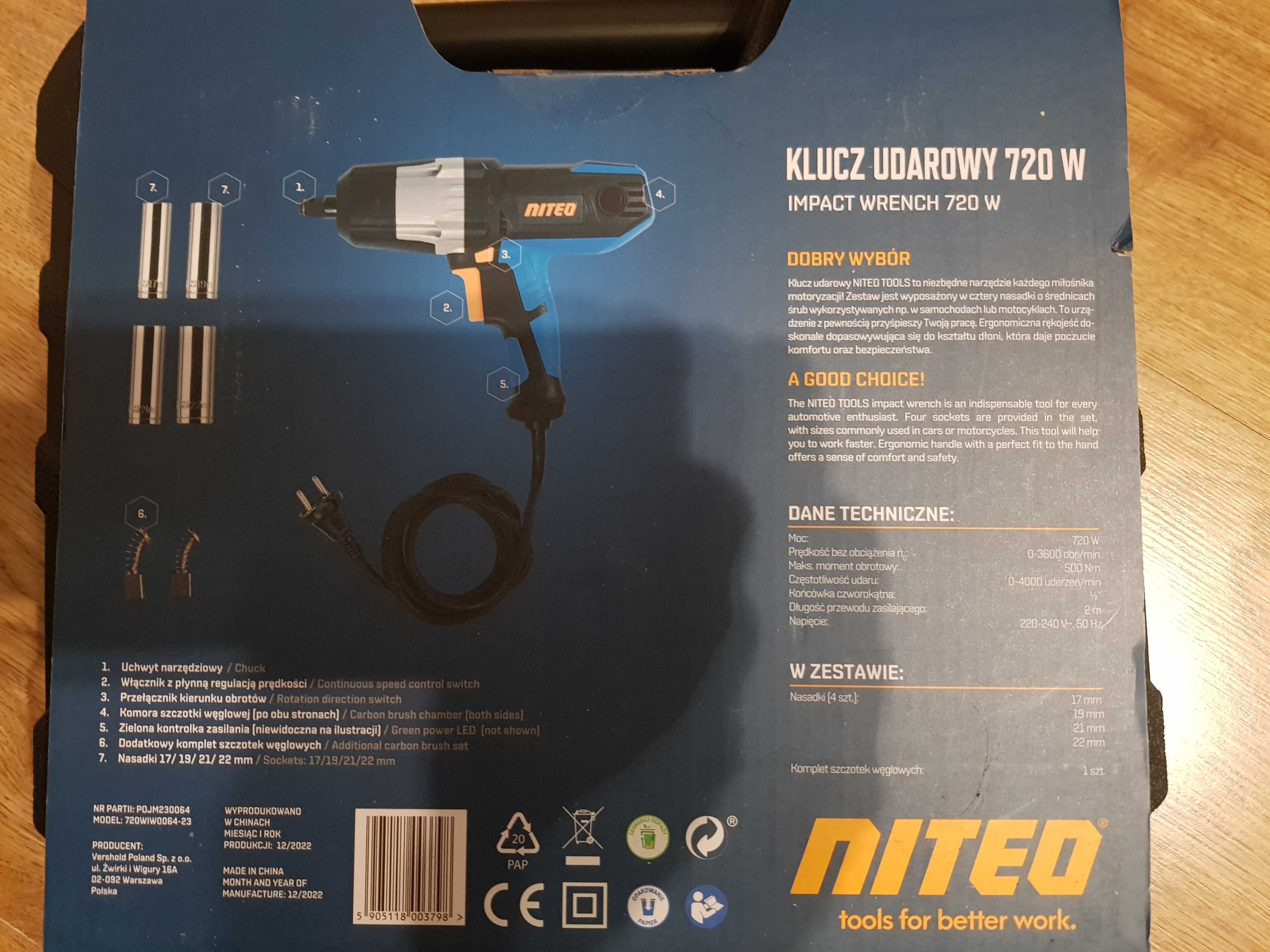 Klucz udarowy elektryczny Niteo tools