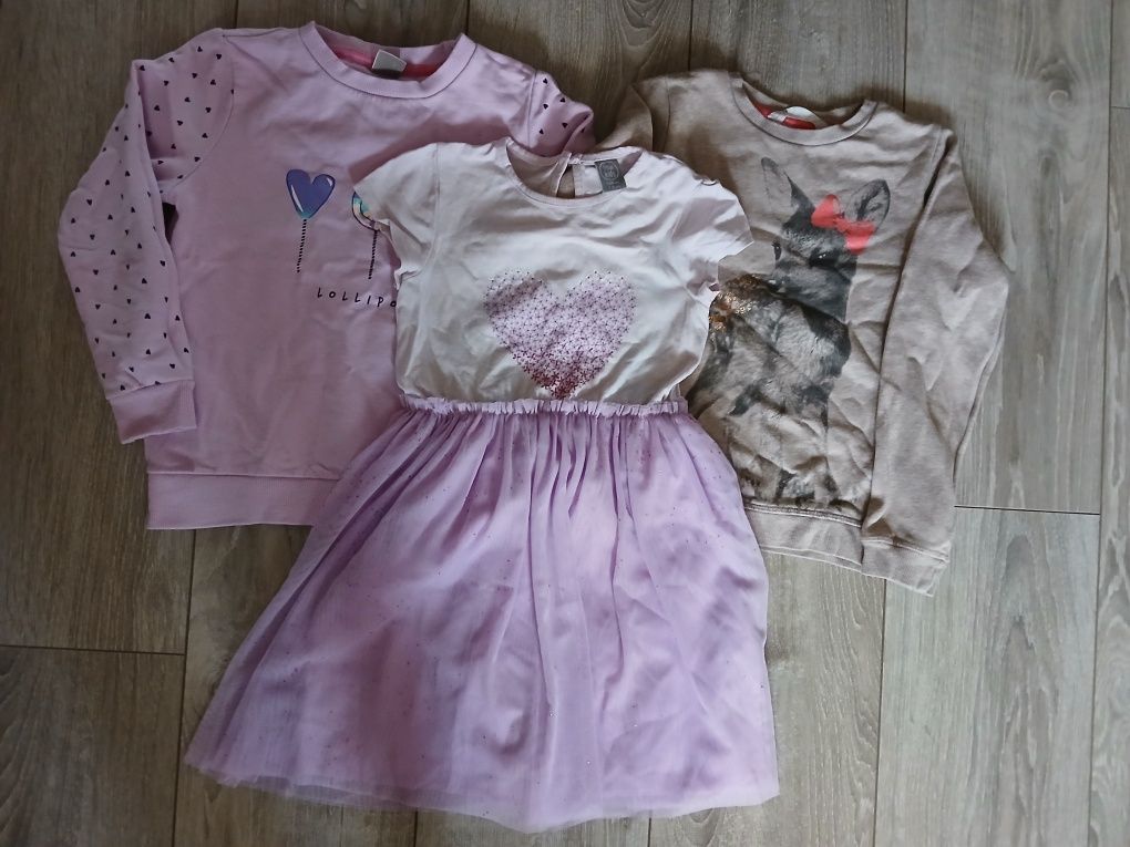 Zestaw 2 bluzy i sukienka h&m pepco sarenka tiul