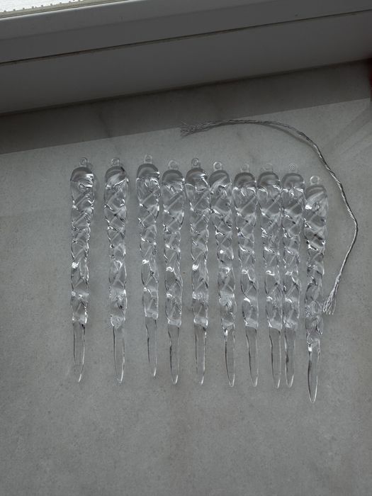 Прозорі новорічні підвіски-бурульки акрилові іграшки