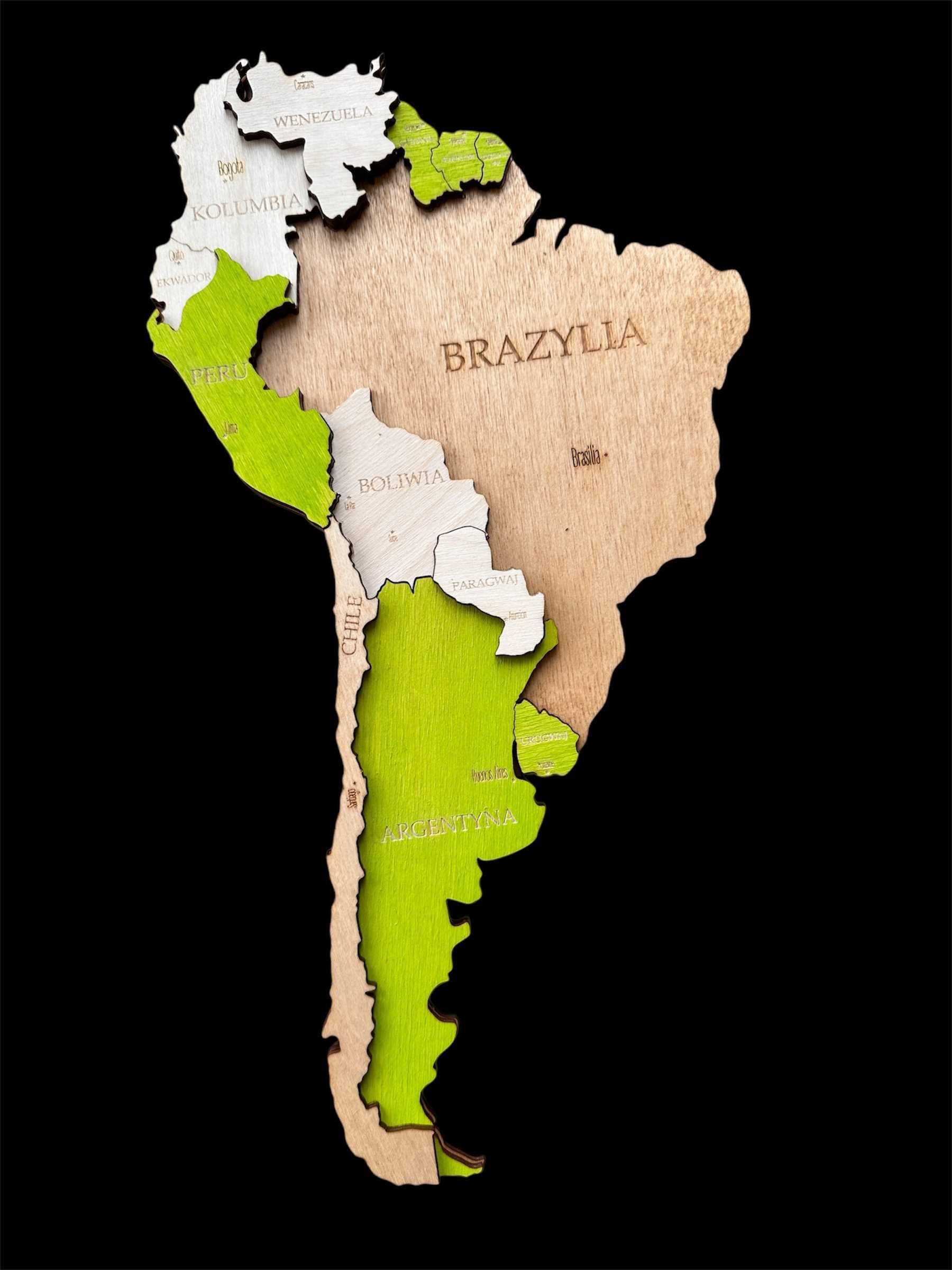 Drewniana Mapa Świata 3D 105x63cm pomysł na prezent
