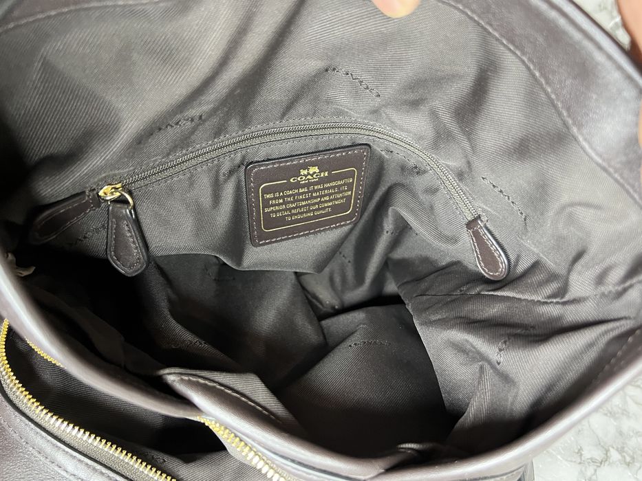 Сумка кожа и ткань Coach оригинал размер средний