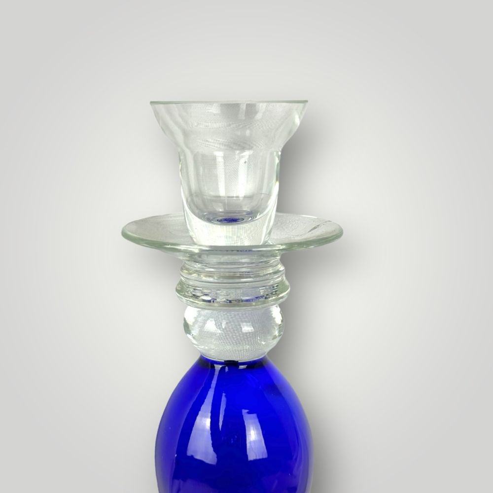Rosenthal Szklany świecznik na stopce kobalt vintage B41/4163