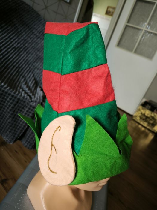 Czapka Elfa z uszami pomocnik Św Mikołaja zielona czerwona Christmas