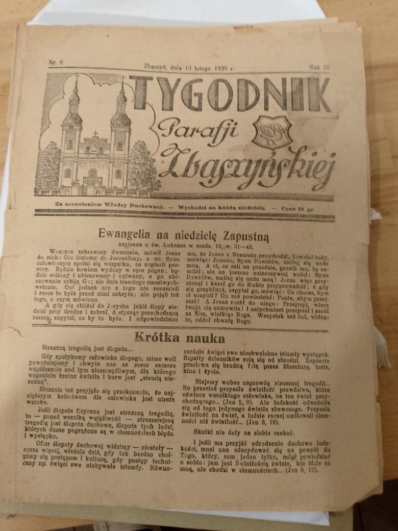 Przedwojenny Tygodnik Parafii Zbaszyńskiej