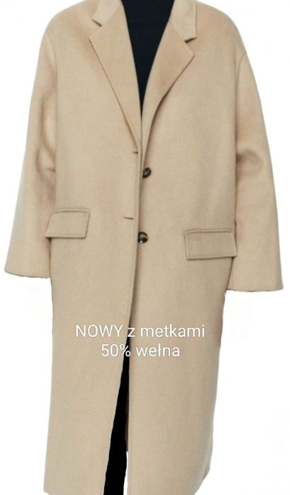 Zara Woman piękny nowy płaszcz L/XL 50% wełna