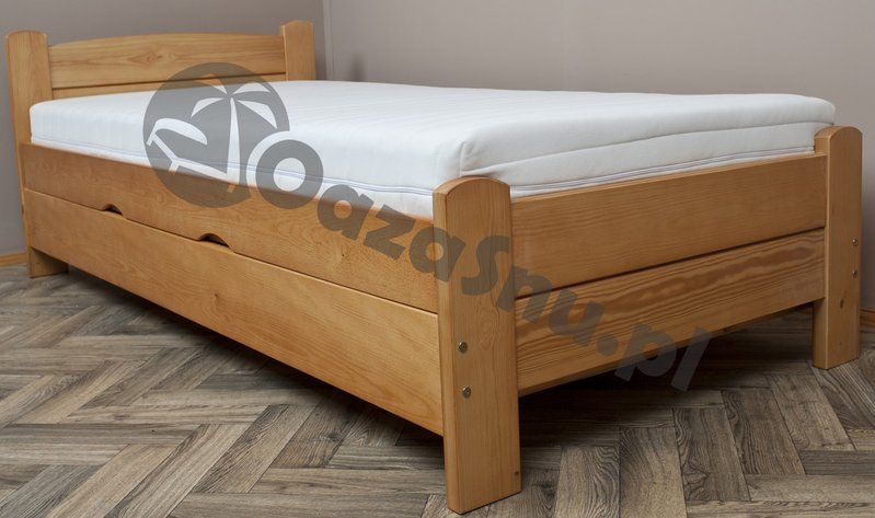 łóżko z pojemnikiem sosnowe z wysokim siedziskiem AZYL 100x200