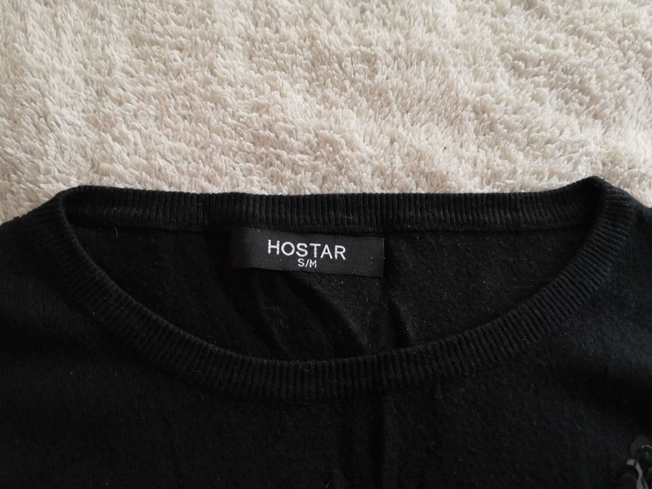 Czarny elegancki wełniany kaszmirowy sweter w cekiny Hostar 36 - 38