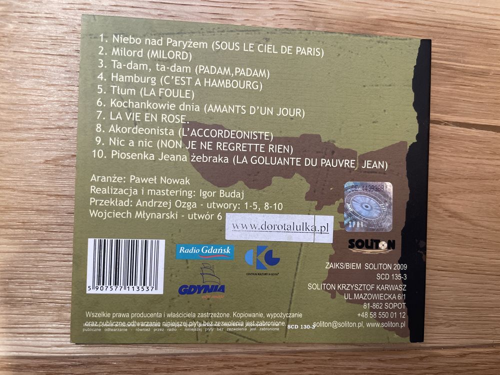 Edith Piaf po polsku śpiewa Dorota Lulka plyta CD