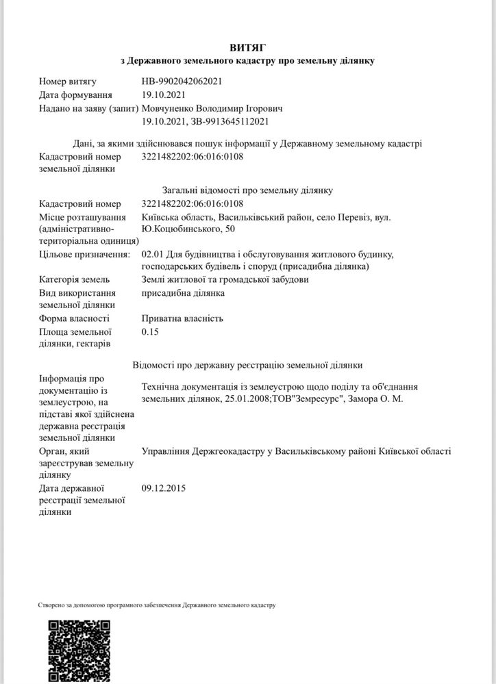 Продам землю 15 соток с. Перевоз