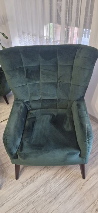 Fotel uszak kolor butelkowa zieleń