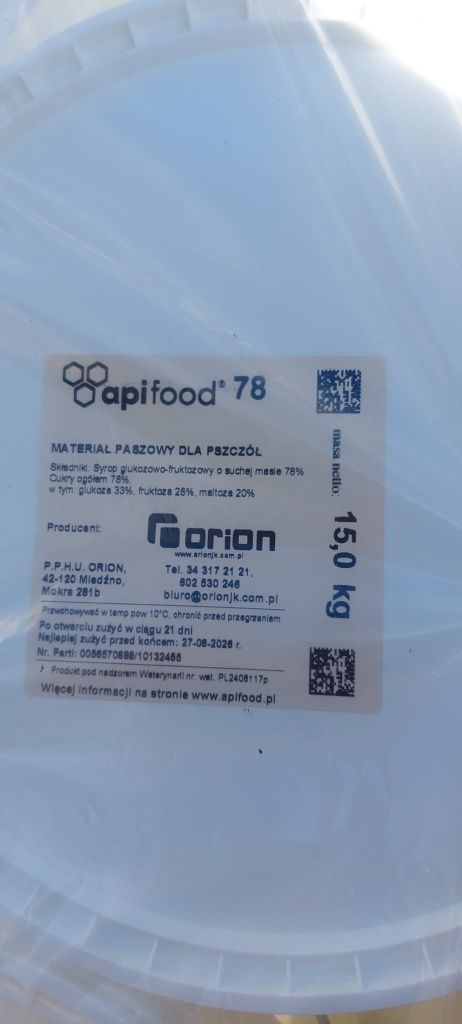 Syrop zbożowy dla pszczół pokarm inwert pasieka apifood wiaderko 15kg