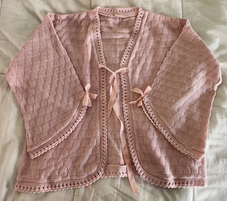 Casaco rosa em malha Tam M