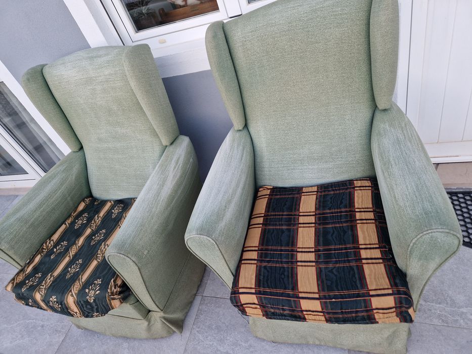 Poltronas verdes para estofar