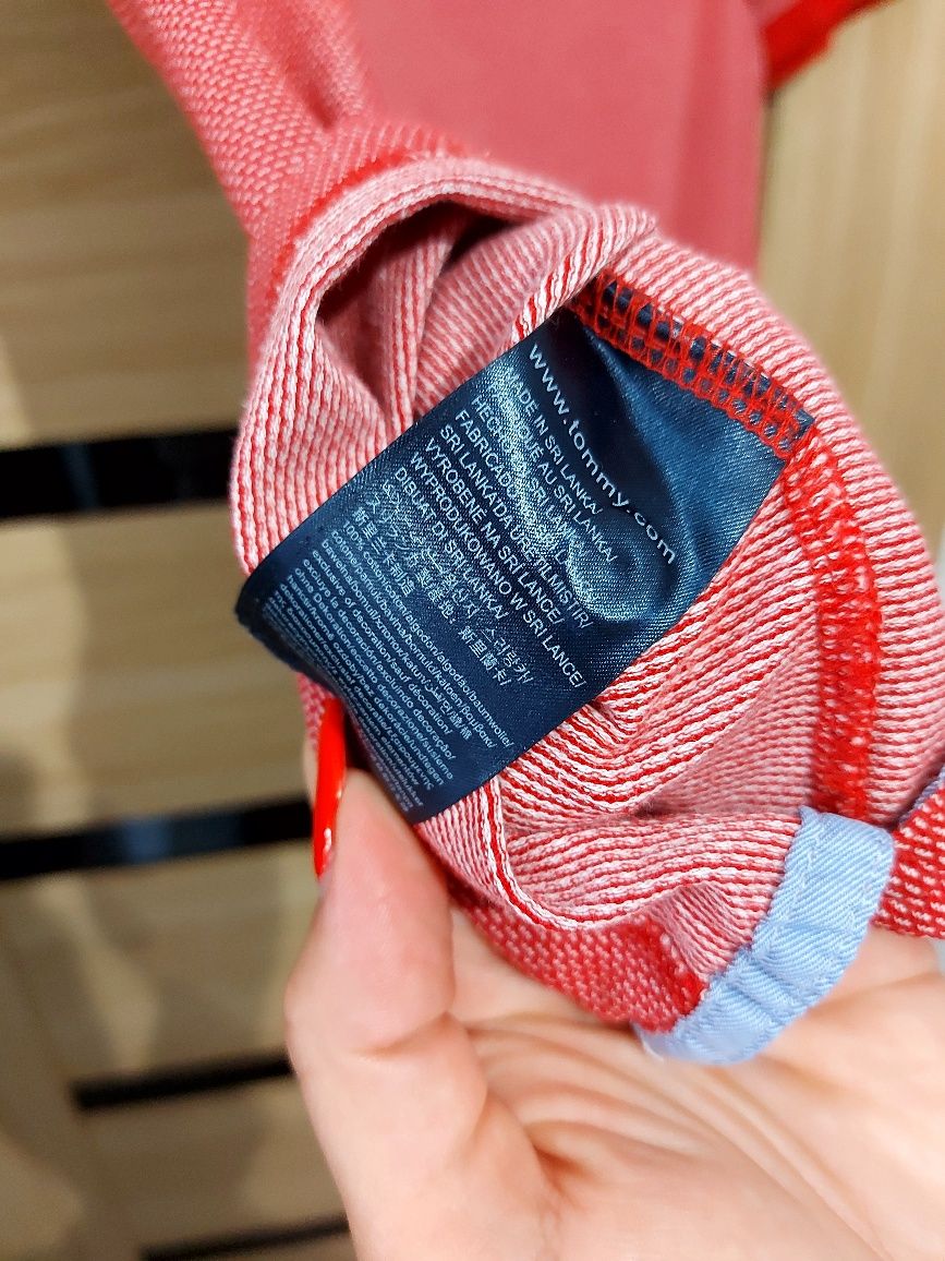 Męska czerwona koszulka polo Tommy hilfiger roz L / XL slim fit