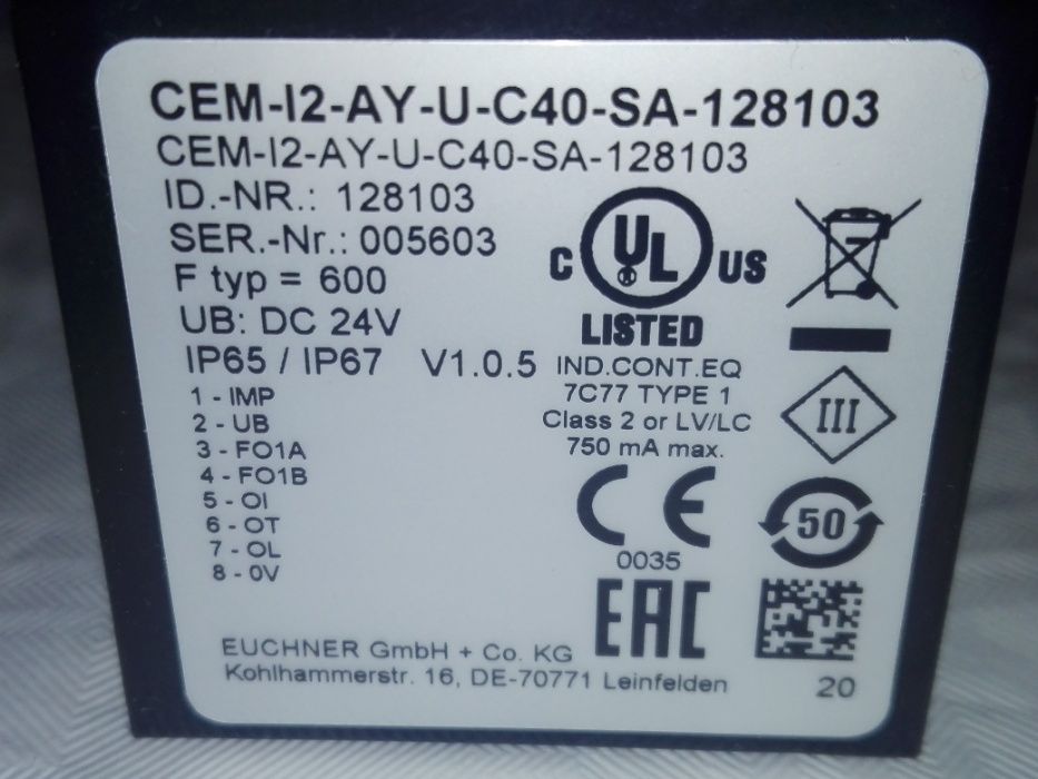 Rygiel magnetyczny Euchner CEM-I2-AY-U-C40-SA-128103 RFID