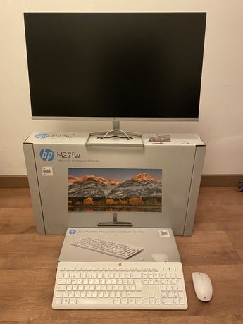 Monitor HP M27fw branco + teclado e rato wireless