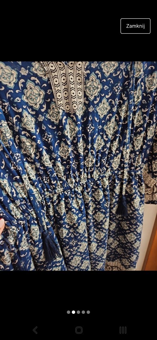 Granatowa sukienka, boho, zwiewna Forever21