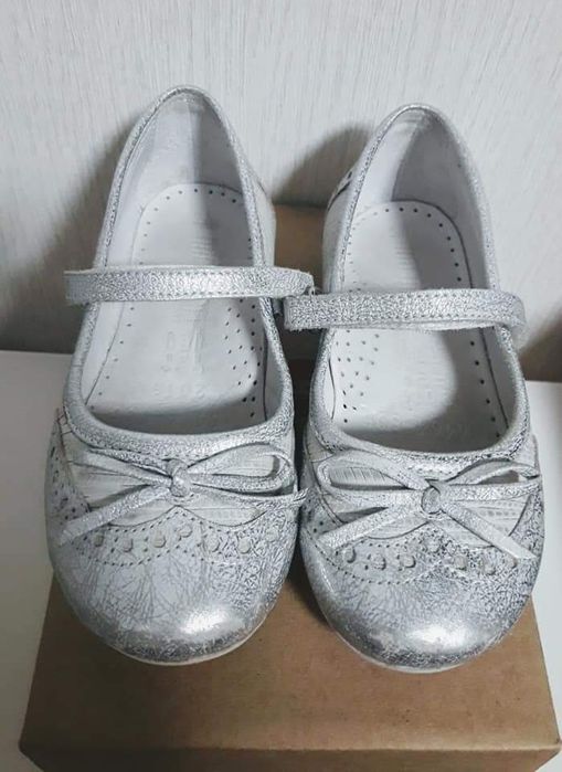 Туфельки кожаные серебро Minimen, размер 25. В идеале.