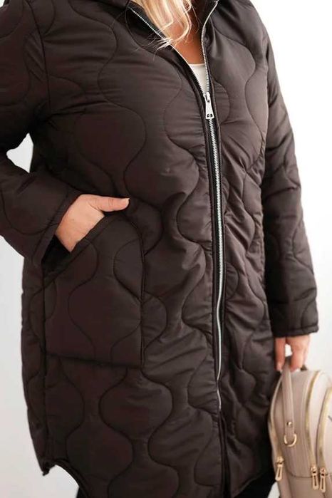 Ciepłe kurtki zimowe plikowana Plus Size dwa kolory