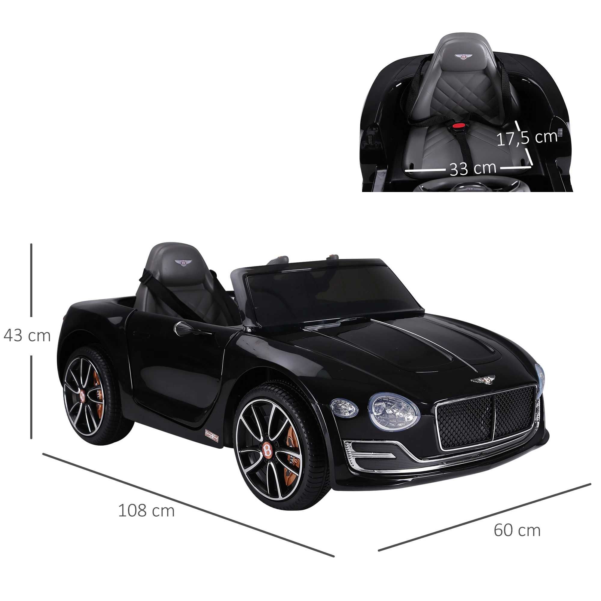 Bentley GT Preto elétrico para crianças 3--5 anos com controlo remoto