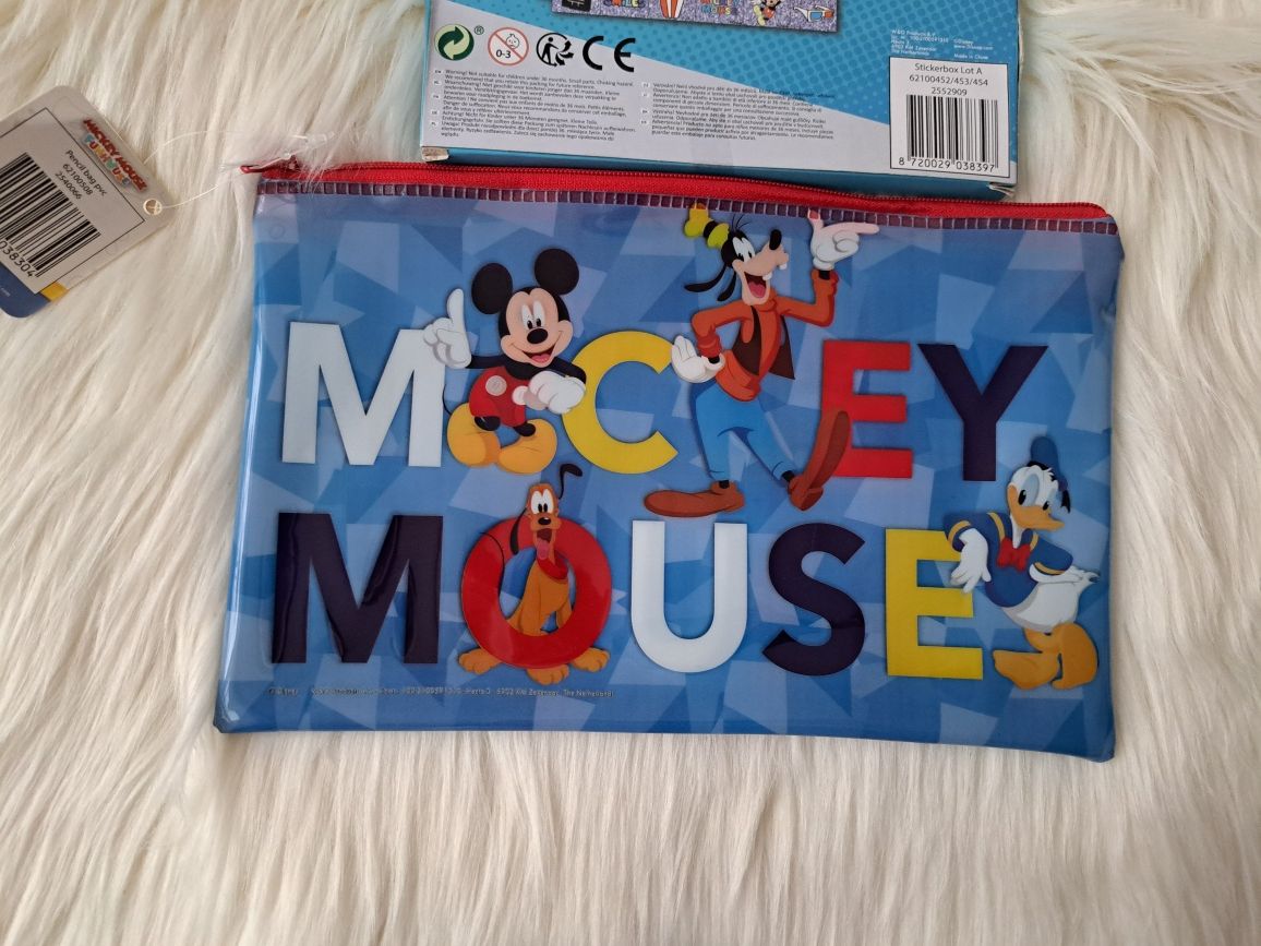 Zestaw myszka mickey naklejki i piórnik saszetka