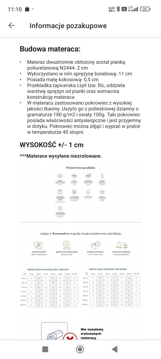Materac bonelowy w bardzo dobrym stanie. Kupiony w styczniu.