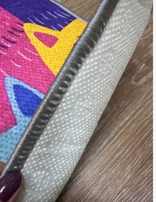 Килим безворсовий дитячий котики антиковзаючий килимок в дитячу сірий