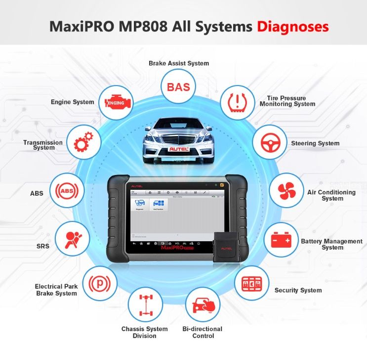 Maq. Diagnostico Auto AUTEL MaxiPRO MP808 Novo