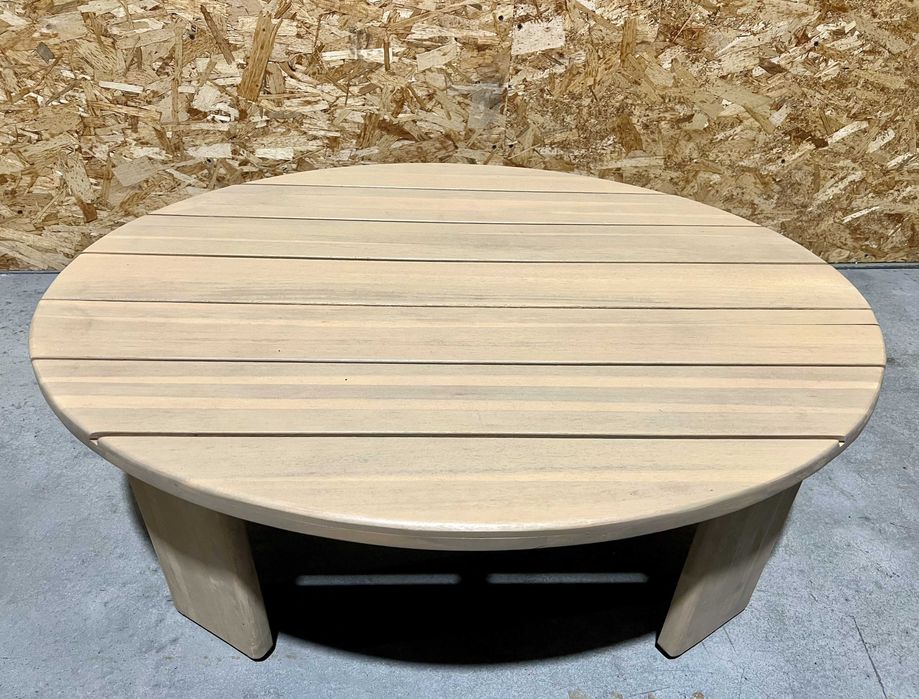 Stolik z drewna akacjowego ogrodowy kawowy owalny 100x80cm STAN BDB