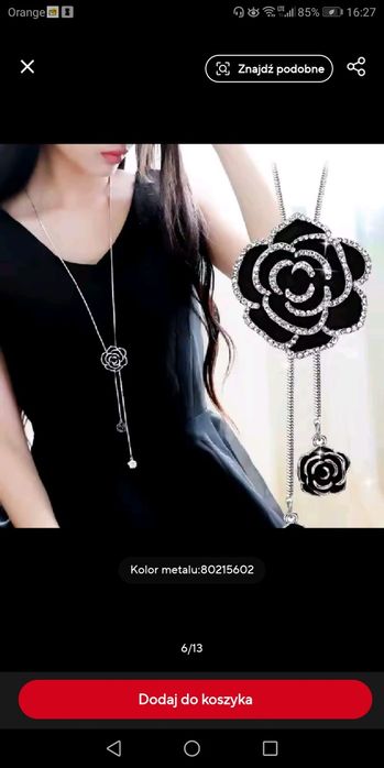 Długi łańcuszek krawata róża