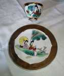 Porcelana  de Macau- conjunto prato e taça