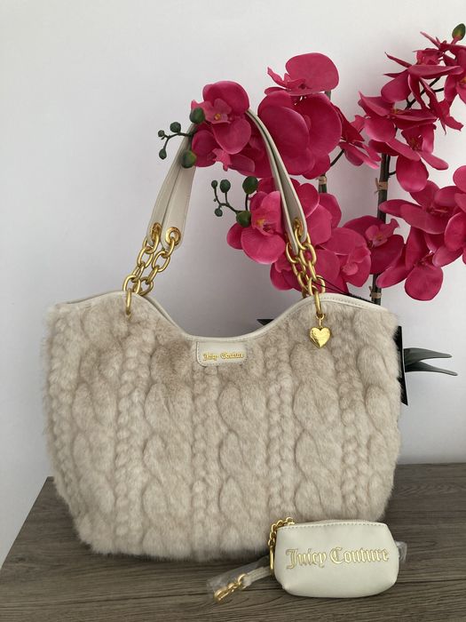 Torebka shopperka Juicy Couture A4 z włosia shopper włosie złote