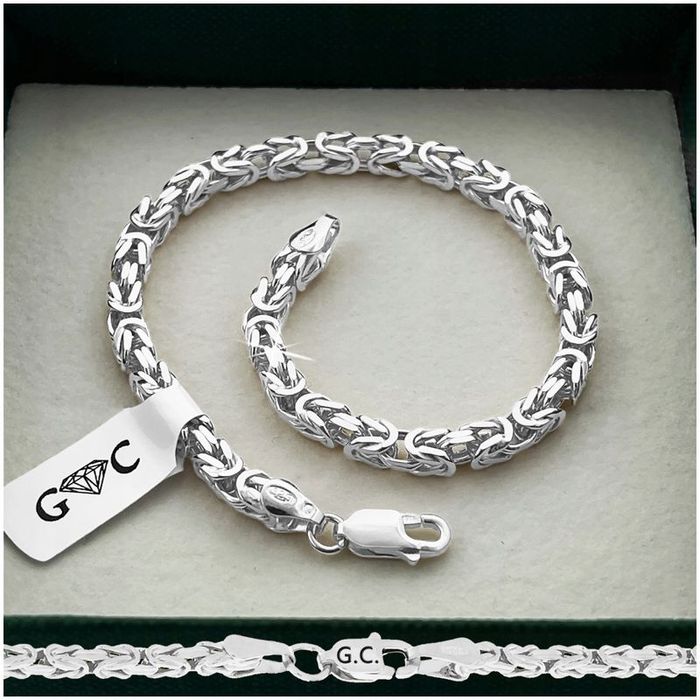 Gruba Srebrna Bransoletka Damska Splot Królewski 19cm/3,8mm 925 + Grat